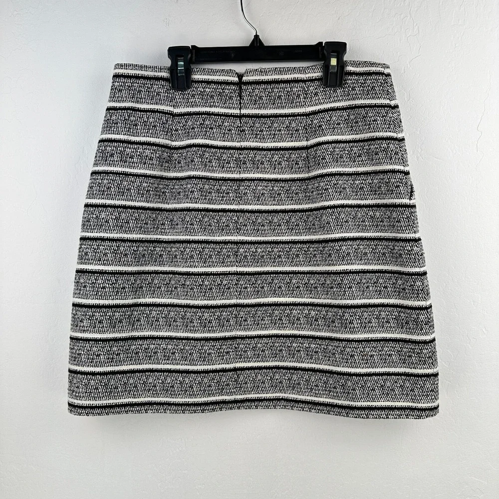 Ann Taylor Tweed‎ Mini Skirt Womens 6 Black White Pencil Office Work Church